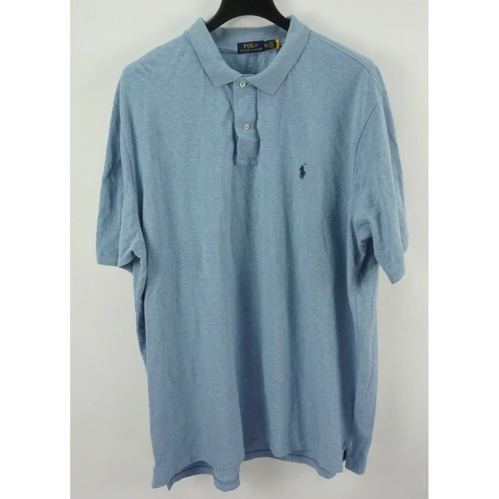 Polo Ralph Lauren Big Pony Men's 3XLT Short Sleeve Light Blue Pique Polo Shirt‎